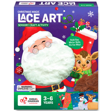 Chalk And Chuckles Christmas Magic Lace Art Kit For Kids, Mess-Free Diy Lacing Craft Activity, Creative Fine Motor Skills Toy, H