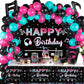 Tatuo Music Party Decorations - Happy Musical Social Media Birthday Supplies With Backdrop, Tablecloth, Music Note and Latex Bal