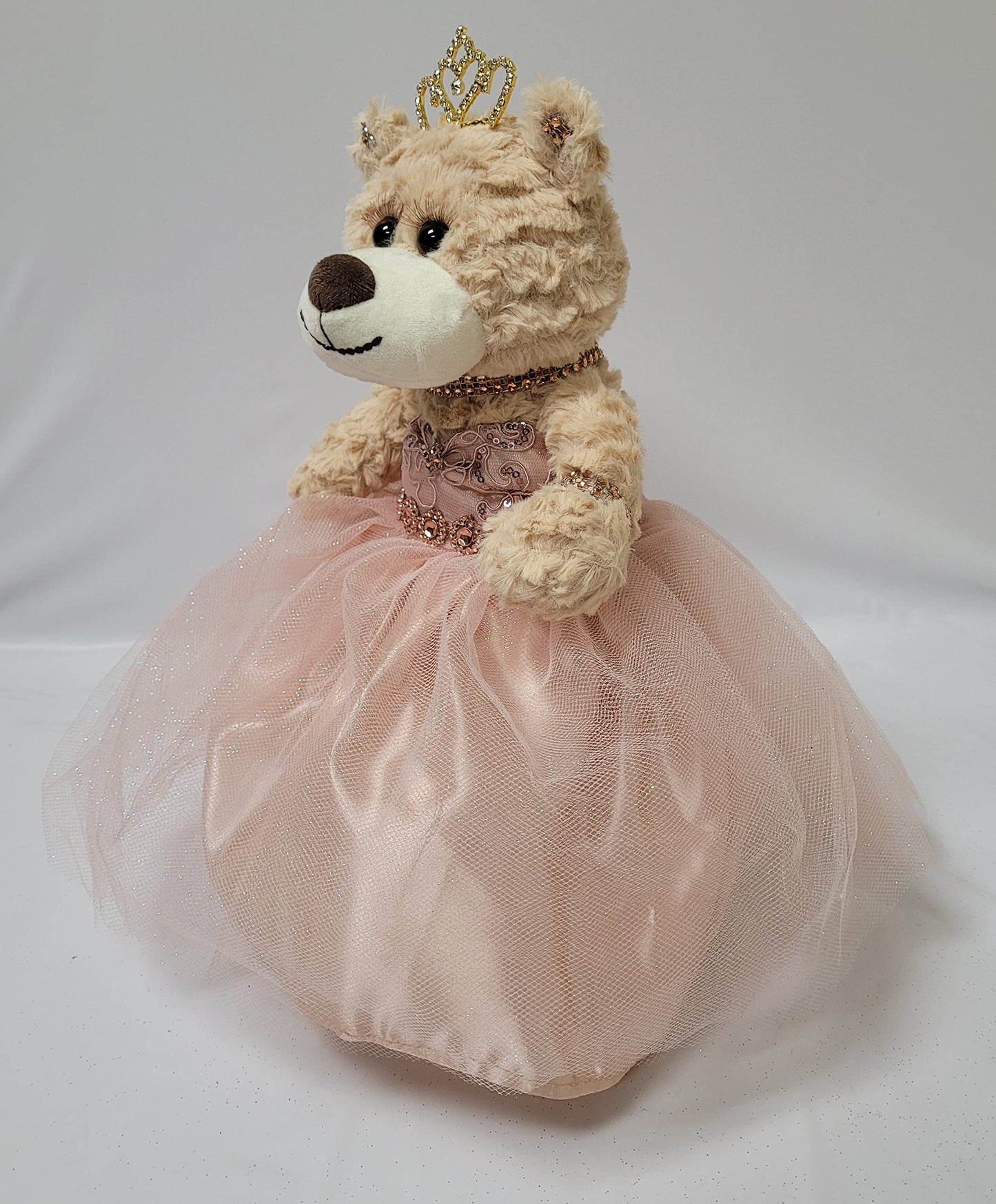 Kinnex Collections Since 1997 12'' Quince Anos Last Doll Teddy Bear With Dress (Centerpiece) ~ Arc09832-30 (Rose Gold)