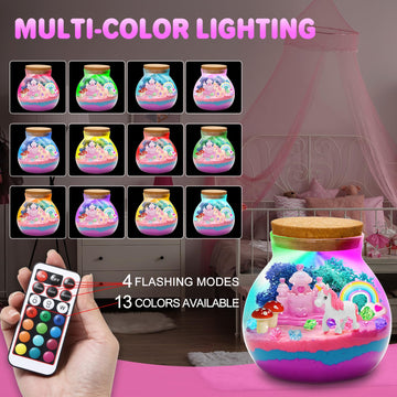 Jumlys Light Up Unicorn Terrarium Kit For Girls, Unicorn Toys For Kids Ages 4, 5, 6, 7, 8-12 Years Old, Diy Unicorn Art And Craf