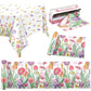 Kochorie 100 Ft x 54 Inch Spring Flower Tulip Tablecloth Roll Plastic Floral Disposable Table Cover Butterfly Wildflower Themed 