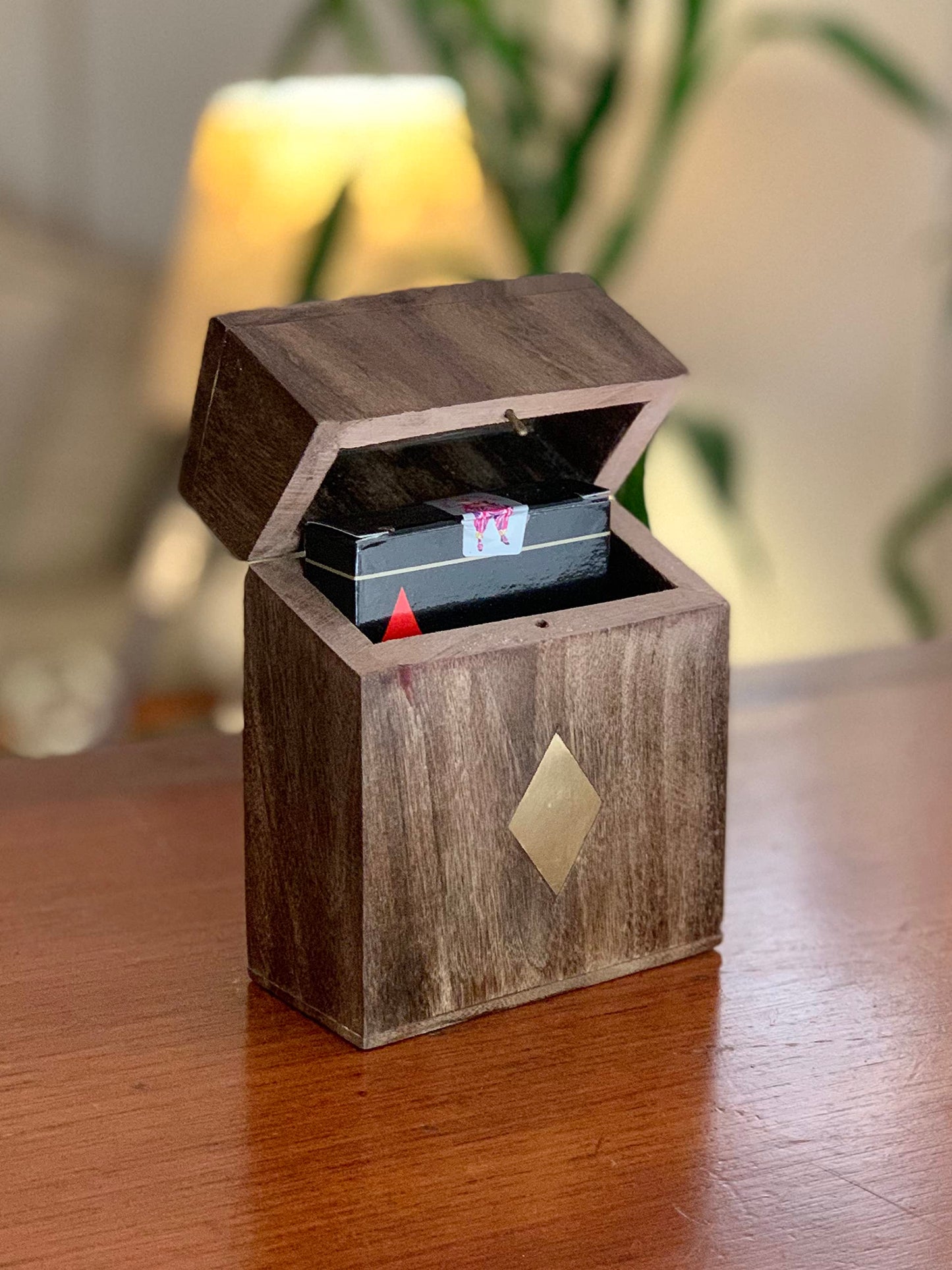 Birthday Gift Ideas Handcrafted Classic Wooden Playing Card Holder Deck Box Storage Case Organizer With enhanced Quality 'Ace' Playing Cards Anniversary Housewarming Gift Ideas For Men & Women (Heart)
