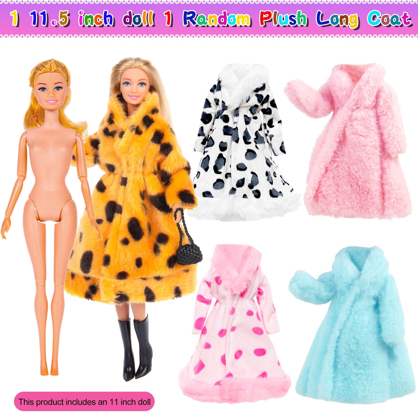 50Pcs 11.5 Inch Fashion Girl Doll With Clothes And Accessories Set Include Doll, Fur Coat, Pricess Dresses, Fashion Dresses,Slip Dress, Outfits, Bikini For Girls (Include Doll)