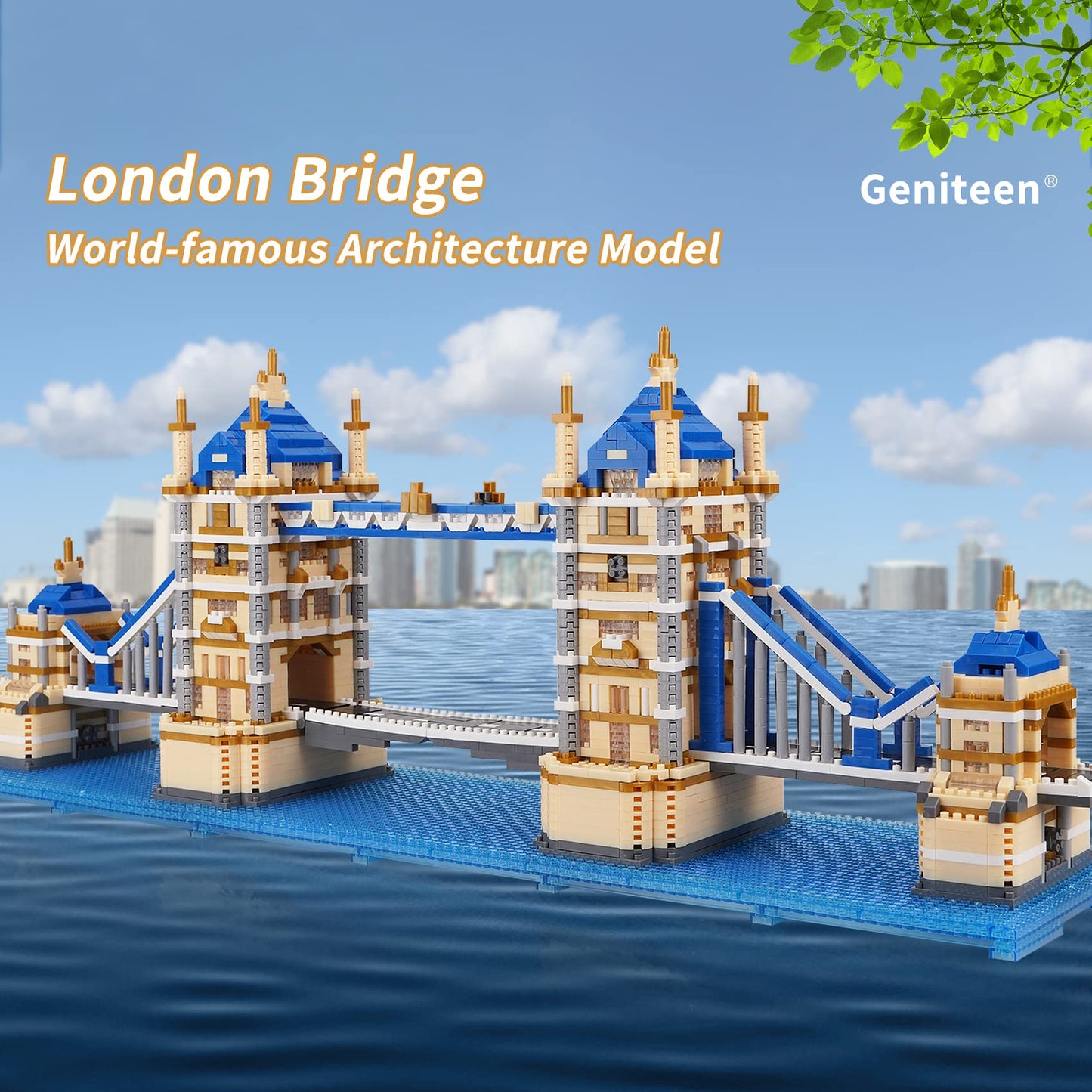 Geniteen Building Blocks Set  London Tower Bridge Model Micro Mini Blocks  3800 PCS Architecture Model Kits