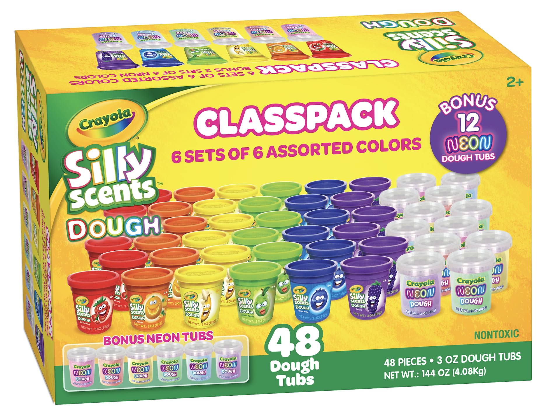 Crayola Dough Silly Scents | Playdough Bulk Pack for Teacher Supplies | Classroom or Preschool | 48 Tubs of 3oz Play Dough | 36 