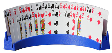 Twin Tier Premier Playing Card Holder (Set Of 2) - Holds Up To 32 Playing Cards Easily - 12 1/2' X 4 1/2' X 2 1/4' - Stack For Storage - Made In The Usa (Blue)