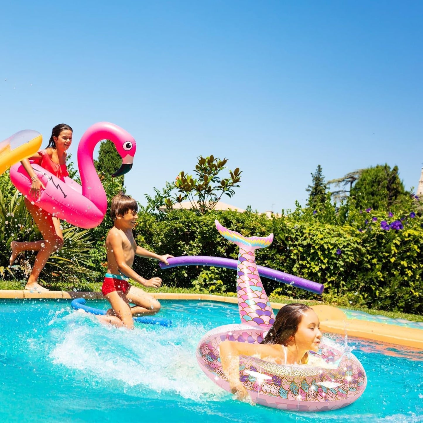 Ginkago Pool Floats Inflatable Swimming Rings Mermaid Tail Tubes Glitters Water Party Summer Beach For Kids And Adults