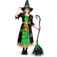 Spooktacular Creations Fairytale Green Cute Witch Dress Halloween Costume Deluxe Set With Hat For Girls (M)