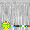 2PC Silver Streamers Party Decorations,Silver Fringe Door Streamers Backdrop, Silver Tinsel Backdrop Curtain Party Decorations, 