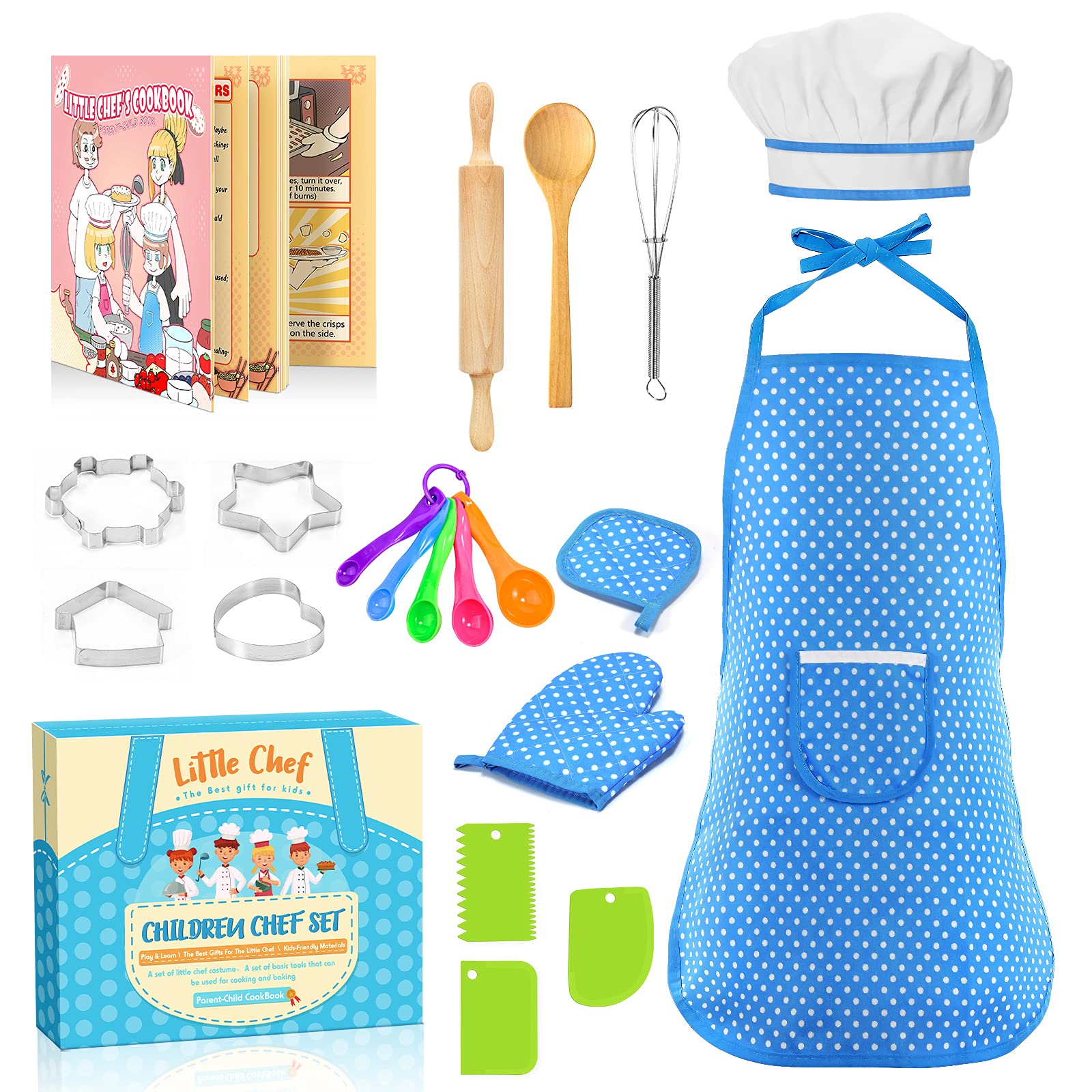 Toyze Apron for Kids Cooking Toys for 3-8 Year Old Girls Boys, Chef Costume for Kids Chef Hat and Apron,Easter Birthday Gifts fo