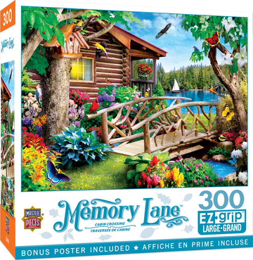 Masterpieces - 300 Piece Jigsaw Puzzle, Large Ez Grip Shapes, Cabin Crossing, Fun For Adults, Seniors, Family, Kids, Non-Glare F