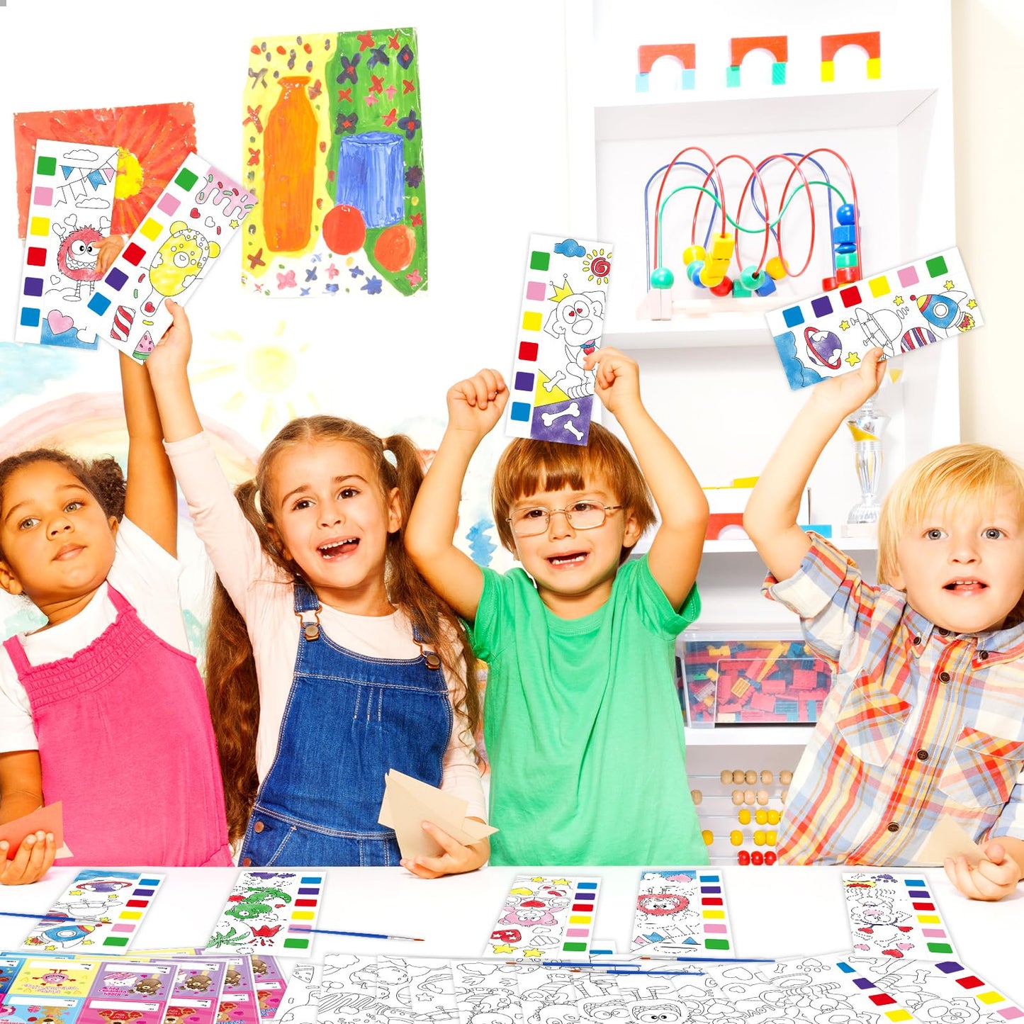 24 Sets Valentines Day Gifts for Kids Valentines Water Coloring Book Paint with Water Books for Kids Exchange Gifts for Classroo