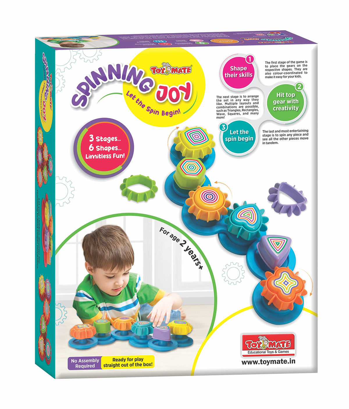 Toymate Spinning Joy  A Shape N Spin Gear Sorter. A Developmental Activity Toy For Kids Ages 24+. Toddlers Sortering Game With