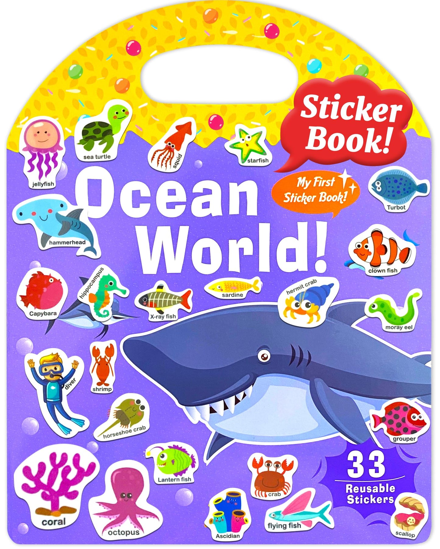 Benresive Reusable Sticker Book For Toddlers 2-4 Years, Fun Travel Stickers For Kids, Waterproof Sticker Books For Toddlers 1-3, Crafts Activities For Todddlers 1-3 2-4 3-5 - Ocean World