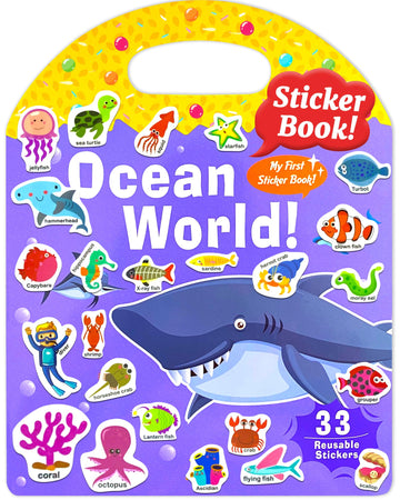Benresive Reusable Sticker Book For Toddlers 2-4 Years, Fun Travel Stickers For Kids, Waterproof Sticker Books For Toddlers 1-3, Crafts Activities For Todddlers 1-3 2-4 3-5 - Ocean World