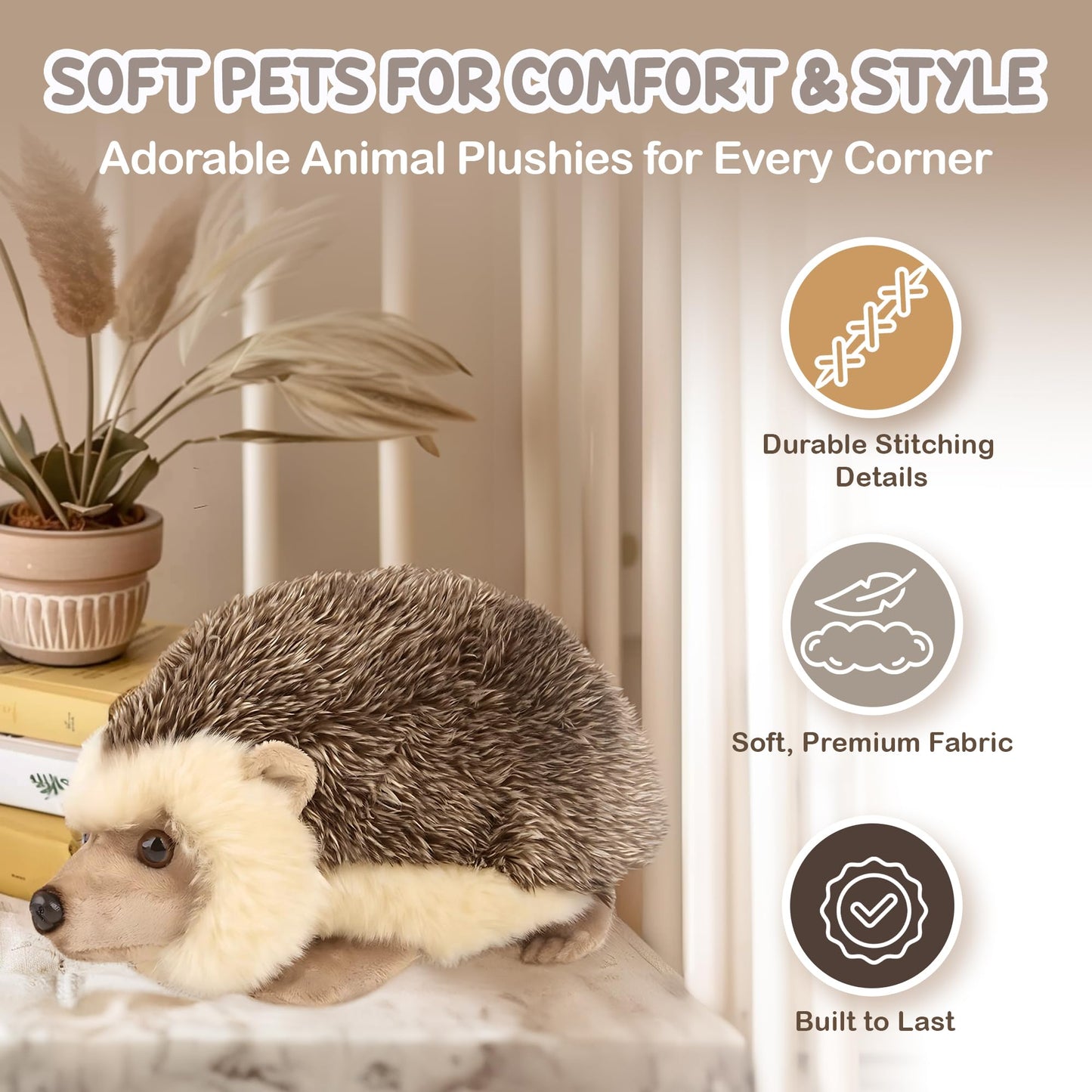 Forest & Twelfth 12 Stuffed Hedgehog Plush  Heirloom Collection Stuffed Animal  enhanced Materials  Best Gift for Kids Age 3+  Nursery and Room Decor (12'' Hedgehog)
