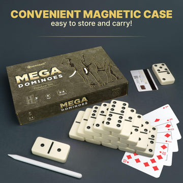 Mega Large 3' Dominoes Set For Adults And Kids – Dominoes Double 6 Classic Board Games – Double Six Dominoes Set With 28 Tiles And Gift Case, Juegos De Mesa (Mega)