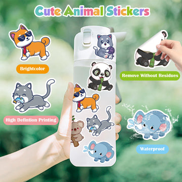Ohome Stocking Stuffers For Kids - Water Bottle Stickers For Kids,Cute Animal Aesthetic Sticker Pack - Party Favors For Kids 4-8