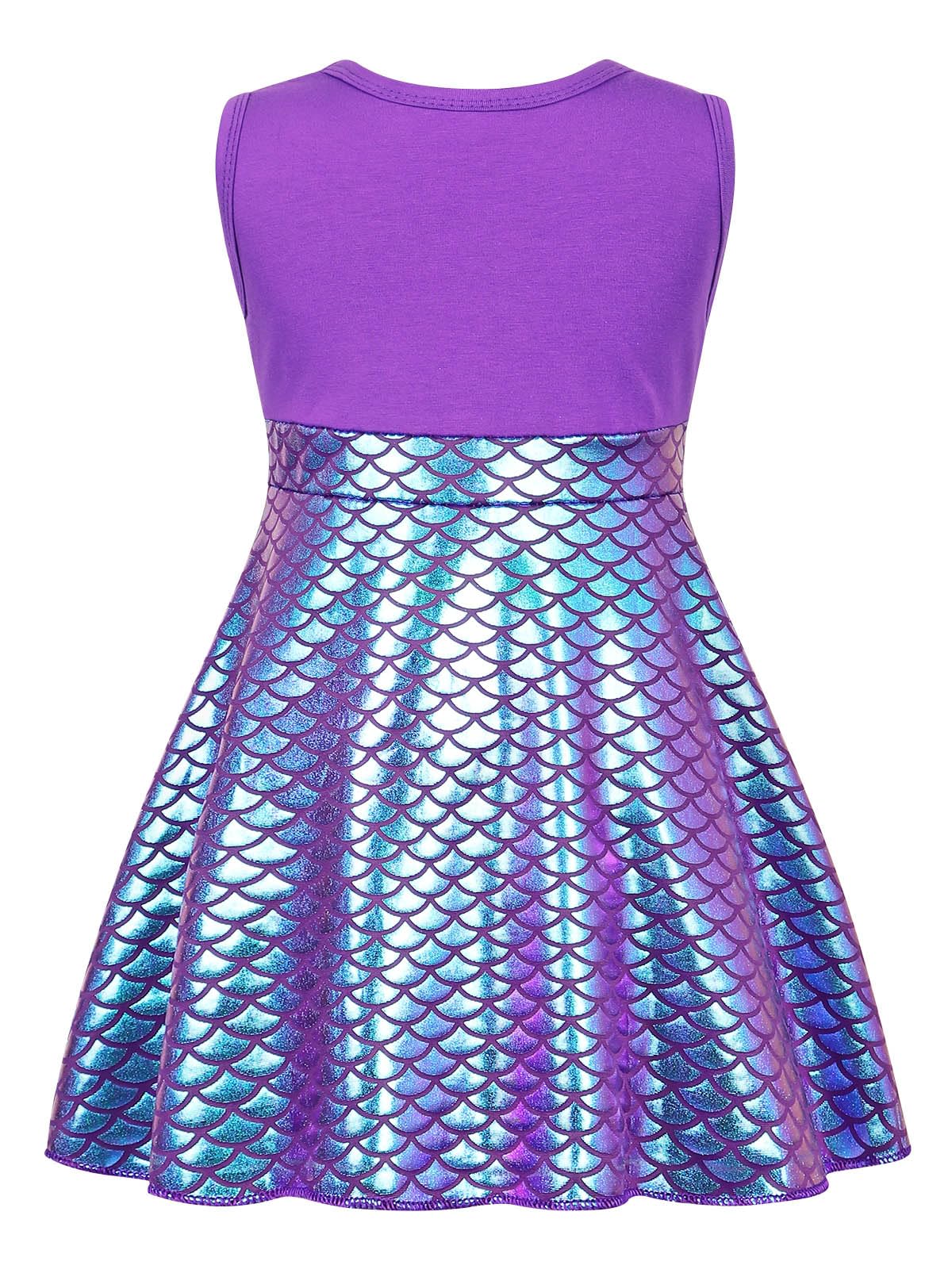 Henzworld Mermaid Birthday Outfit Ariel Costume For Girls Princess Party Dress Up Clothes Vestido De Sirena Para Niña,1-2T Purple