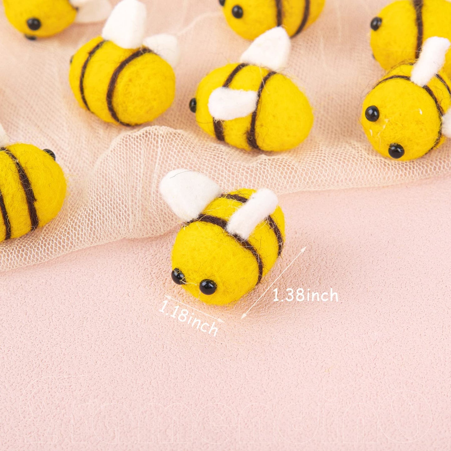 Framendino, 100 Pack Cute Wool Felt Bumble Bees Mini Crafts Bee For Diy Craft Decoration