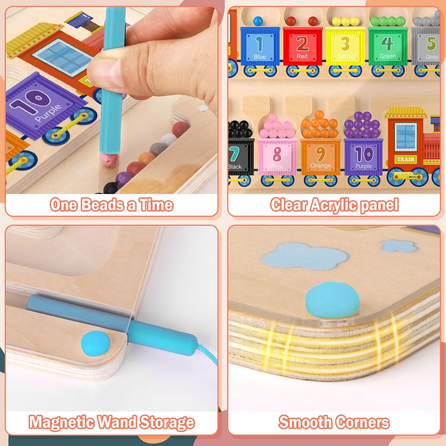 Magnetic Color And Number Maze Toy, Wooden Magnet Balls Puzzles Board, Fine Motor Skills Toddler Activities, Montessori Gift For