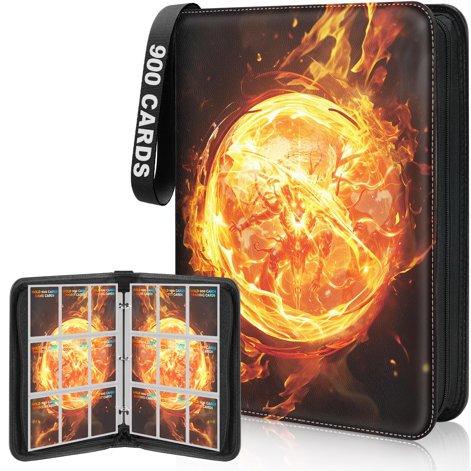 Winsing 9-Pocket Card Binder  3 Ring Trading Card Holder Album  900 Cards Large Zipper Collection Binder - enhanced Card Storage Organizer for Sports  Baseball  Photocard  Football  Game Yellow