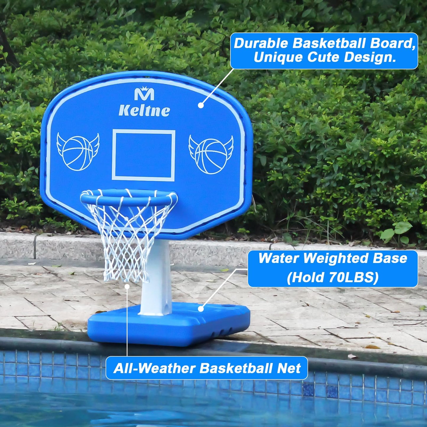 Pool Basketball Hoop Poolside, Large Pool Summer Water Basketball Hoop Game Toys with Lengthen Sturdy Base for Kids Boys Girls,