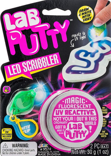 JA-RU Lab Putty LED Scribbler w/Mini UV Flashlight (1 Unit) Magic Color Changing UV Putty for Kids | Sensory Stress Relief Toy |