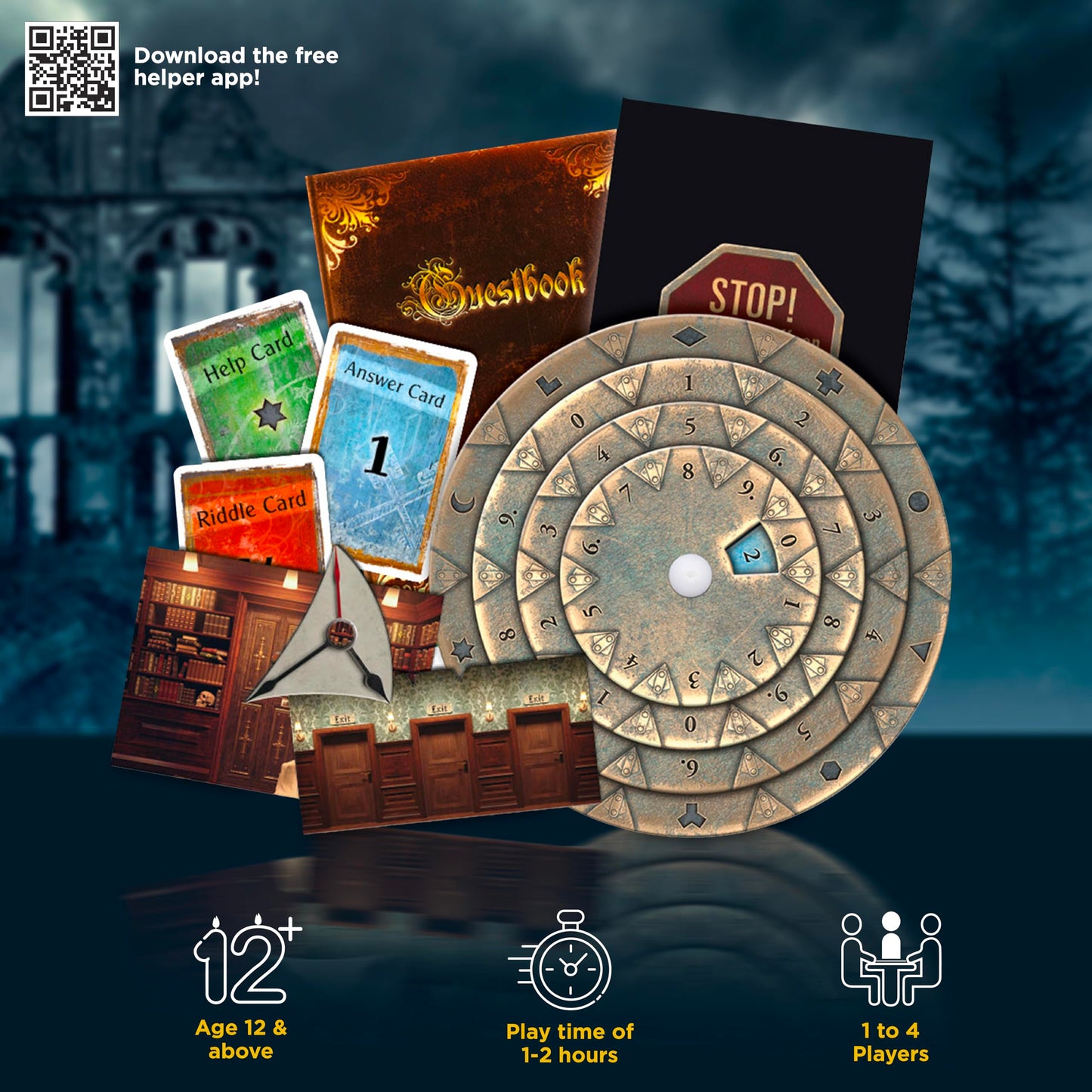 Thames & Kosmos EXIT: The Sinister Mansion Game - Multi-colored, Paper, Model 692698, Engaging Escape Room Experience