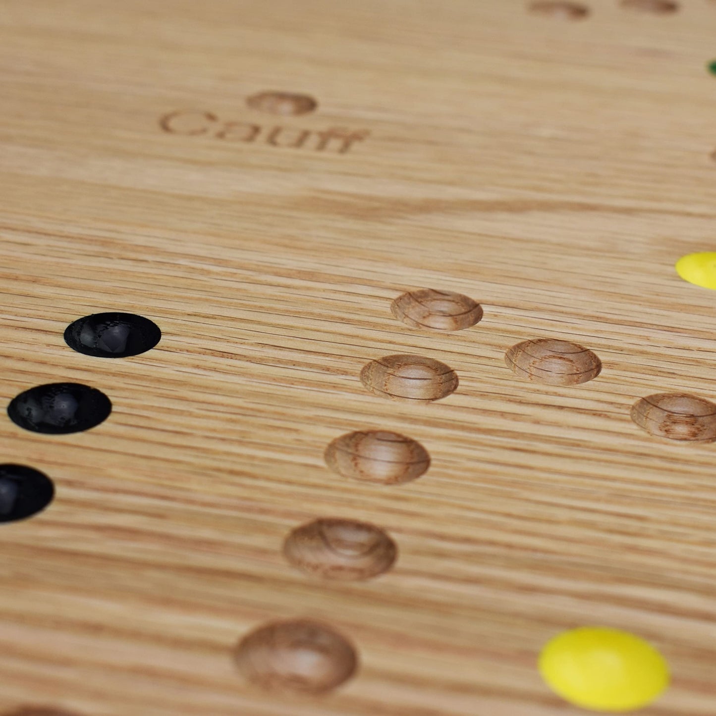 Cauff Solid Oak Double Sided Marble Board Game - 20 Inch, Hand Painted, Brown Wood