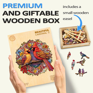 Wooden Puzzles For Adults, Wooden Cardinal Puzzle, 300 Pieces Puzzles For Adults, Birthday Gifts For Puzzle Lover, Family Puzzle Game (L-13.9 * 13.8In)