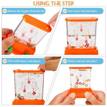 Lewtemi 32 Pcs Handheld Water Game Arcade Water Ring Mini Basketball Flower Toss Rings Handheld Fish Water Game 90S Toys Mini Re