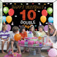 10Th Birthday Backdrop Banner, Happy 10Th Birthday Decorations, Kids 10 Year Old Double Digits Birthday Party Yard Sign Decor, C
