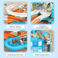Risuntoy 53Pcs Space High-Speed Rail Adventure Track Set-Electric Elevator, Rotating Slide, 3 Mini Police Cars & Train, Lights & Music, Interactive Adventure Playset Fun For Kids 3+, Ideal Gift
