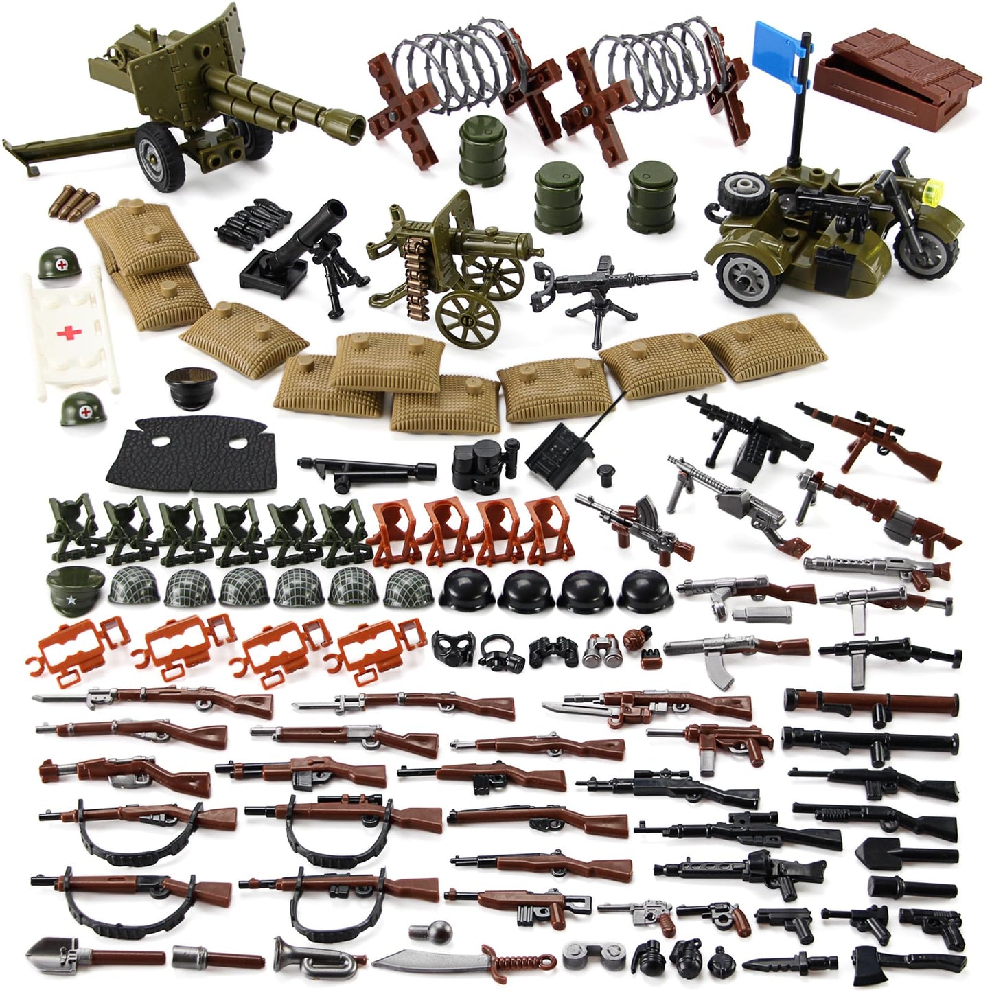 Feleph WW2  Set US Military Toy Kit for Soldier Figures Model Pack Army Equipment Gear Pieces Compatible with Major Brands