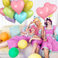 Biapian Pastel Balloons Heart, 10 Pcs Macaron Heart Shape Balloons Foil, 18Inch Pastel Pink Purple Green Teal Yellow Foil Valent