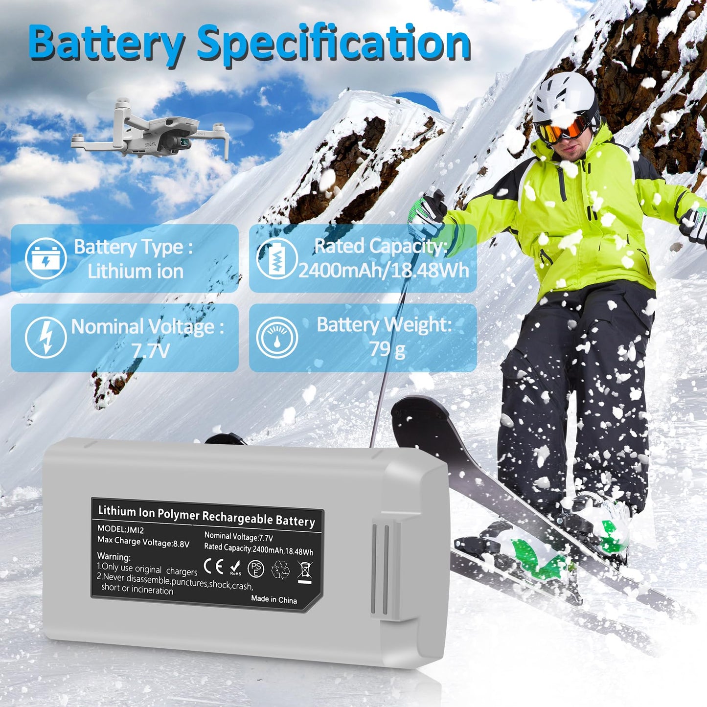 Fantayso Intelligent Mini 2 SE/Mini 2 Flight Battery 2 Packs 2400mAh Capacity 31 Minutes of Max Flight Time Compatible with DJI