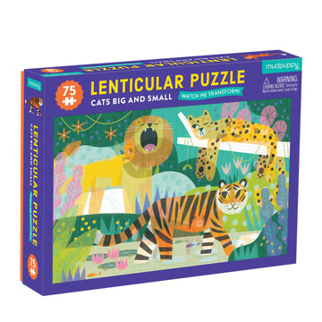 Mudpuppy Cats Big And Small 75 Piece Lenticular Puzzle From Mudpuppy - Exciting And Innovative Jigsaw Puzzle For Kids, 17.75'' X