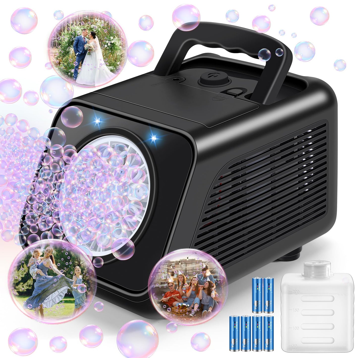 Bubble Machine Automatic Bubble Blower For Kids: Battery Operated Bubble Maker For Toddlers 1-3 | 20000+ Bubbles Per Min Contain