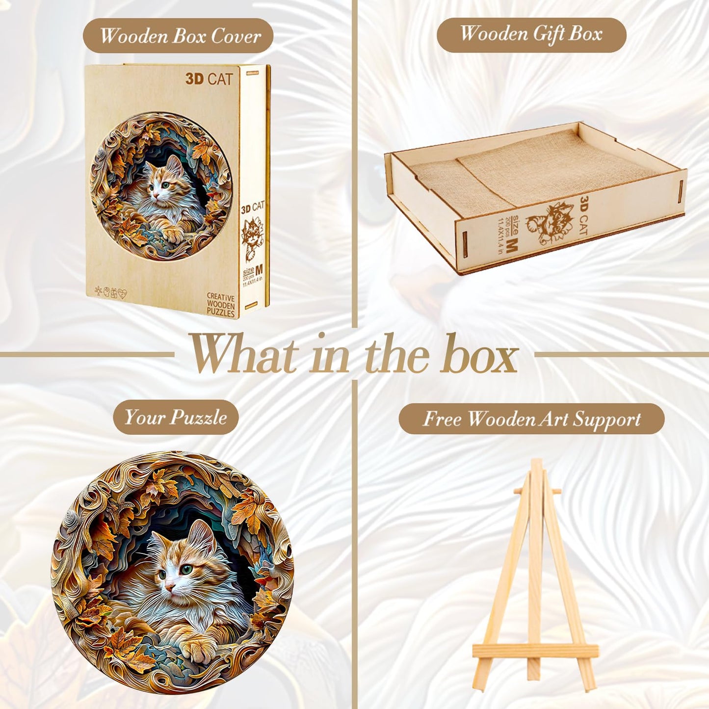 Wooden Puzzle for mature-themeds-3D Vision Effect Cat Wooden Puzzle Unique Shape Advanced Wooden Jigsaw Puzzle for mature-themed  Wood Puzzles Challenge Wooden Jigsaw Puzzle (200pcs)