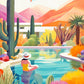 Cross & Glory - Blossoming Desert: Poolside Paradise - 1000 Piece Jigsaw Puzzle for mature-themeds | Vibrant Colors | Satin Finish | 20x27 Inches | mature-themed Challenge
