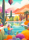 Cross & Glory - Blossoming Desert: Poolside Paradise - 1000 Piece Jigsaw Puzzle for mature-themeds | Vibrant Colors | Satin Finish | 20x27 Inches | mature-themed Challenge