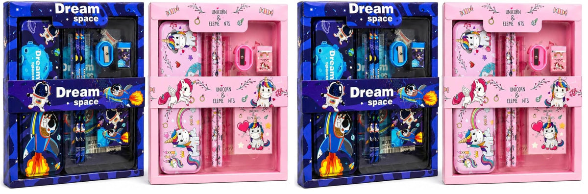 Toy Imagine Pack of 24 Stationery Set Return Gifts for Boys & Girls 12 Pencil Box,24 Designer Pencil,12 Ruler,12 Eraser,12 Sharp