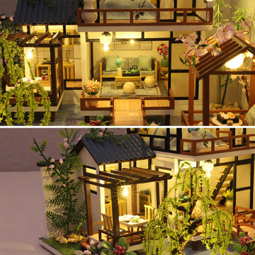 Gudoqi Diy Miniature Dollhouse Kit, Tiny House Kit With Music, Miniature House Kit 1:24 Scale, Great Handmade Craft Gift For Birthday Christmas Day, Traditional Courtyard House