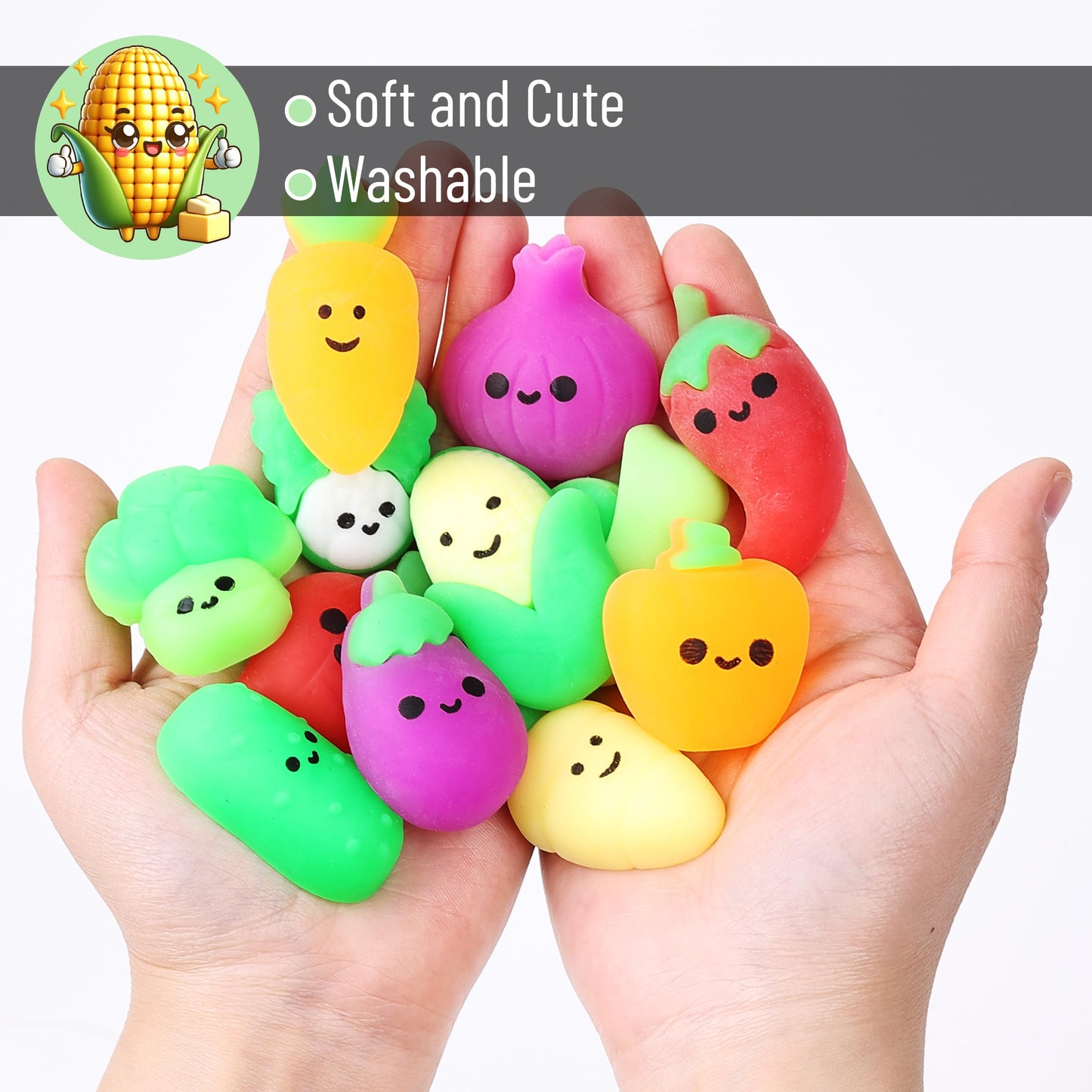 Mr. Pen Squishy Toys for Kids, 12 Pack Silicone Mini Squishies, Fidget Toys, Easter Egg Fillers, Color: Vegetable