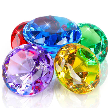 Marforever Extra Large Diving Gem Pool Toys, 60Mm Extra Big Diamond Colorful Pirate Treasure Diving Gems Huge Acrylic Diamond Po