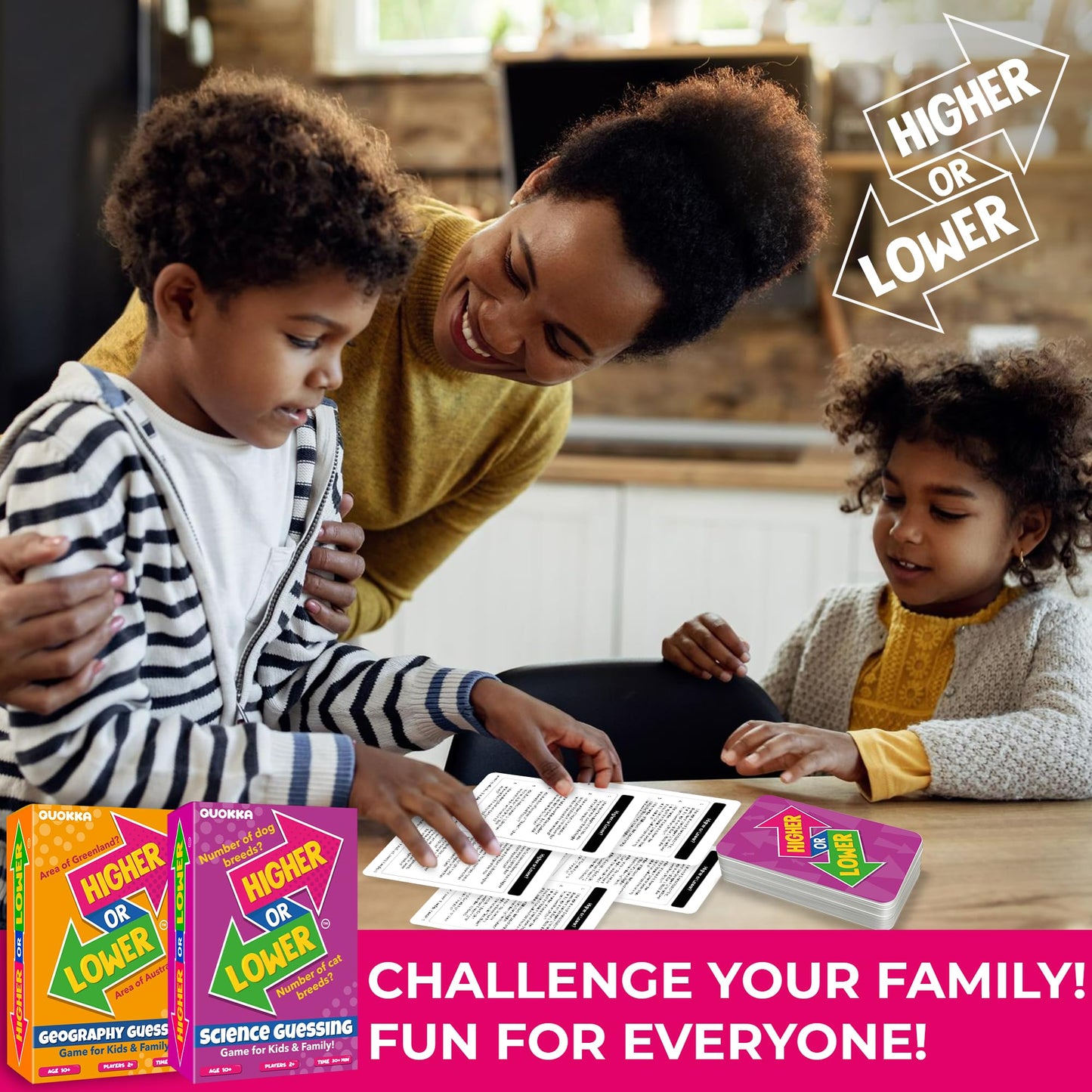 Quokka Board Game For Kids - Family Card Game For Kids And Adults - 4 Set Higher Or Lower | Guess Fun Questions | Easy To Learn | 2 + Players - Challenge Game For Family Night
