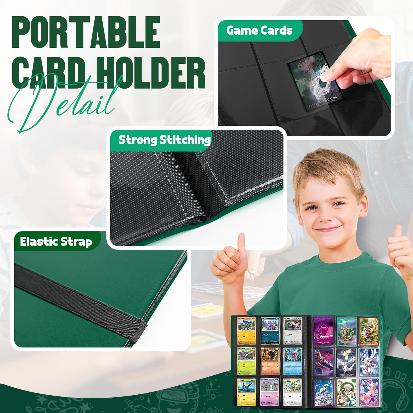 Card Binder 9-Pockets Trading Card Binder 20 Pages  360 Card Capacity Collection Binder  Card Folder for MTG  TCG  Game Cards & Sports Cards (Green)