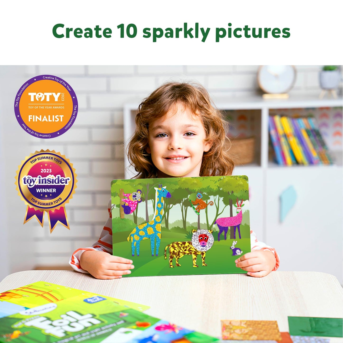 Skillmatics Art & Craft Activity - Foil Fun Animals, No Mess Art For Kids, Craft Kits & Supplies, Diy Creative Activity, Gifts For Boys & Girls Ages 4, 5, 6, 7, 8, 9, Travel Toys