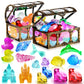 MGparty 28 Pcs Diving Gems Pool Toy Colorful Diamonds Set with Treasures Pirate Box Summer Water Toys for Kids Underwater Swimmi